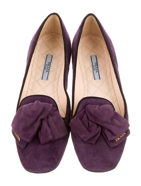 prada suede bow flats